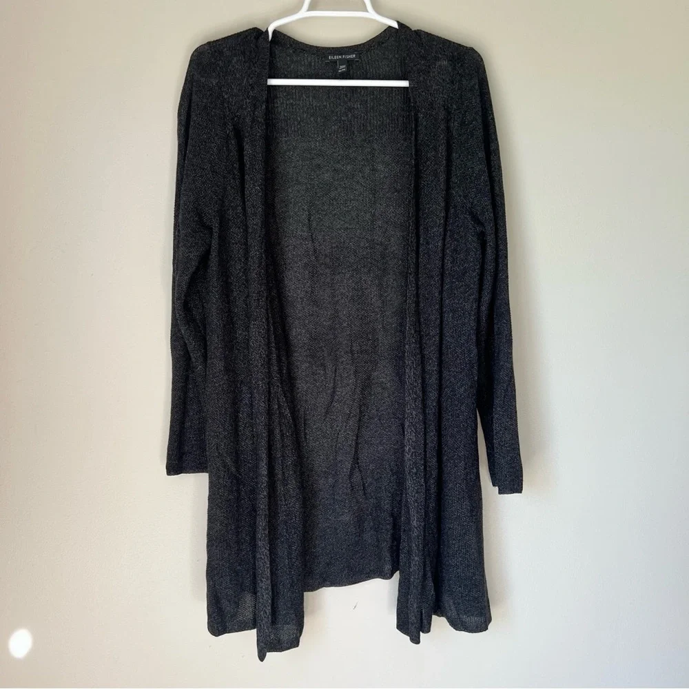 Eileen Fisher Women’s Dark Gray Open Front Long Cardigan Size XL - Picture 1 of 6